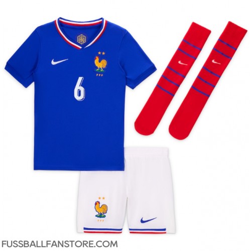 Frankreich Eduardo Camavinga #6 Replik Heimtrikot Kinder EM 2024 Kurzarm (+ Kurze Hosen)